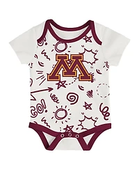 Outerstuff Baby Boys and Girls 3-Pack Minnesota Golden Gophers All Day Play Bodysuit Set