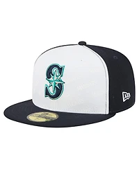 New Era Men's White/Navy Seattle Mariners Repeat 59FIFTY Fitted Hat