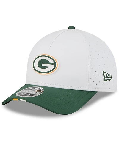 New Era Big Boys and Girls White/Green Green Bay Packers 2025 Nfl Training Camp A-Frame 9FORTY Adjustable Hat