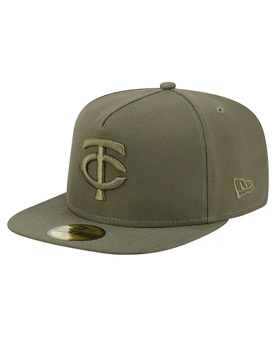 New Era Men's Olive Minnesota Twins Color Pack A-Frame 59FIFTY Fitted Hat