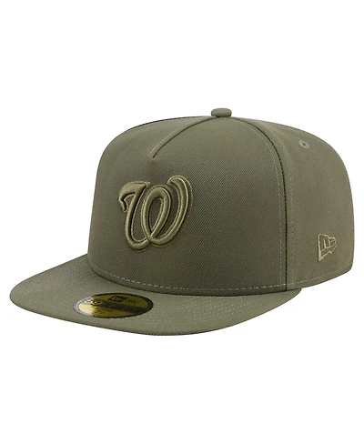 New Era Men's Olive Washington Nationals Color Pack A-Frame 59FIFTY Fitted Hat