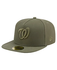 New Era Men's Olive Washington Nationals Color Pack A-Frame 59FIFTY Fitted Hat