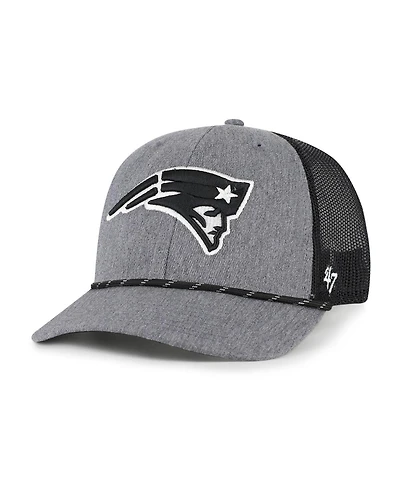 '47 Brand Men's Heather Charcoal New England Patriots Carbon Rope Trucker Adjustable Hat