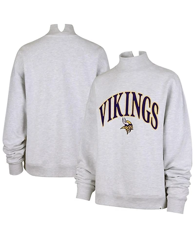 '47 Brand Women's Heather Gray Minnesota Vikings Vantage Mock Neck Pullover Sweatshirt