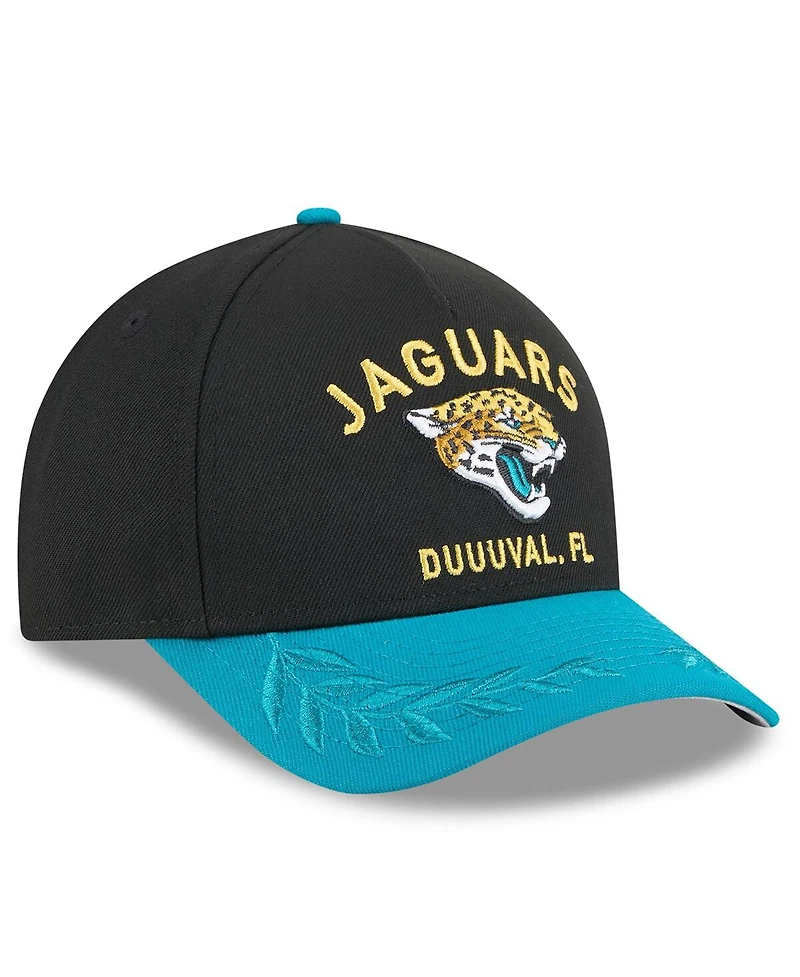 New Era Big Boys and Girls Black/Teal Jacksonville Jaguars 2025 Nfl Draft 9FORTY A-Frame M-Crown Adjustable Hat