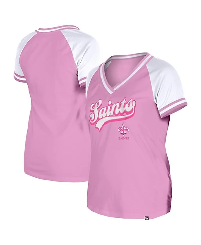 New Era Women's Pink Orleans Saints Mommy Me V-Neck T-Shirt