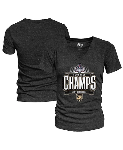 Blue 84 Women's Black Army Knights 2024 Aac Football Conference Champions Locker Room V-Neck T-Shirt