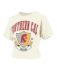 Pressbox Women's Cream Usc Trojans Buckler Vintage Cropped T-Shirt