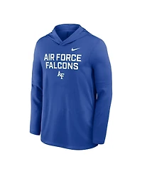 Nike Men's Royal Air Force Falcons 2025 Sideline Dri-fit Long Sleeve Hoodie T-Shirt