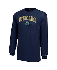 Champion Big Boys and Girls Navy Notre Dame Fighting Irish Arch Over Logo Long Sleeve T-Shirt