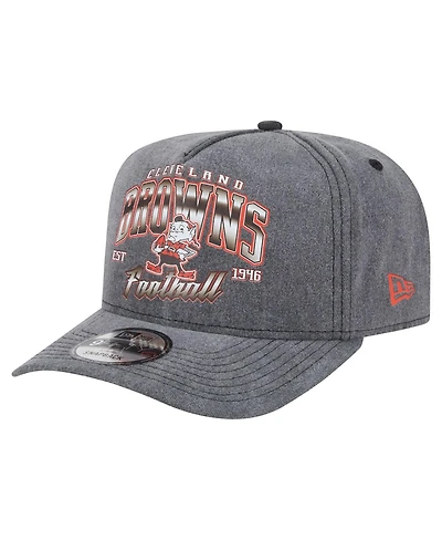 New Era Men's Black Cleveland Browns Throwback Washed A-Frame 9FIFTY Snapback Hat