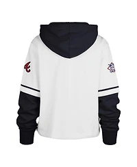'47 Brand Women's White Atlanta Braves Trifecta Shortstop Cropped Pullover Hoodie