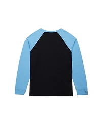 Mitchell & Ness Men's Black/Light Blue Utah Mammoth Legendary Slub Long Sleeve Raglan T-Shirt