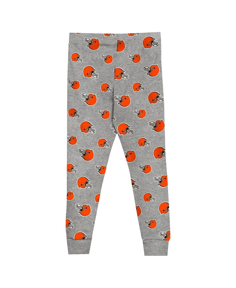 Outerstuff Toddler 2-Piece Heather Gray Cleveland Browns Long Sleeve T-Shirt and Pants Sleep Set