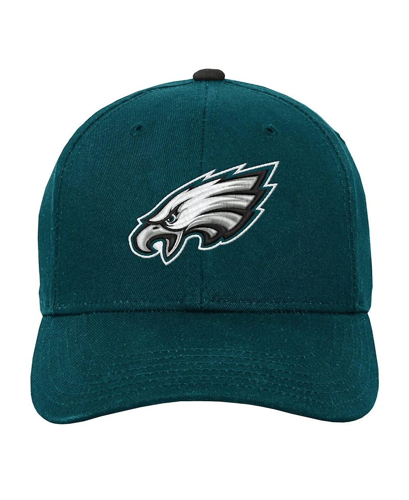 Outerstuff Big Boys and Girls Midnight Green Philadelphia Eagles Team Pre-Curved Adjustable Hat