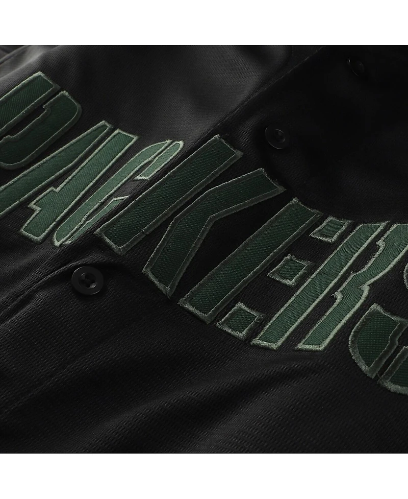 Profile Men's Black Green Bay Packers Big Tall Pop Full-Button Jersey