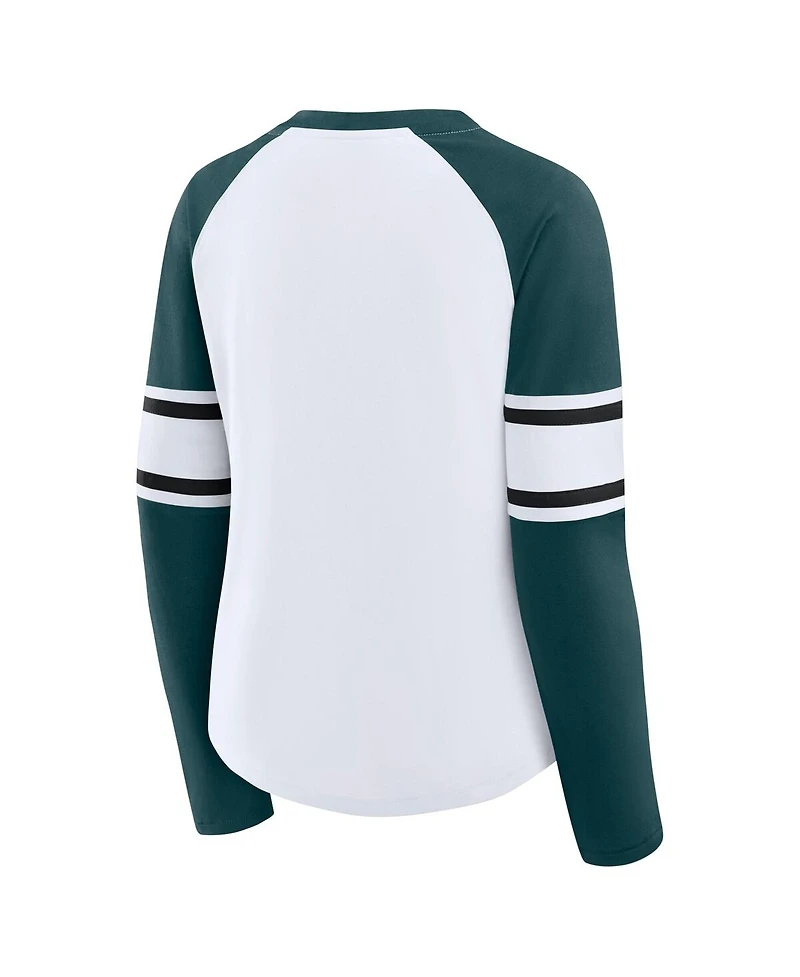 Fanatics Women's White Philadelphia Eagles Plus Redzone Lace Up Long Sleeve T-Shirt