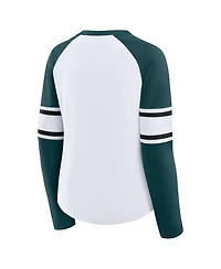 Fanatics Women's White Philadelphia Eagles Plus Redzone Lace Up Long Sleeve T-Shirt