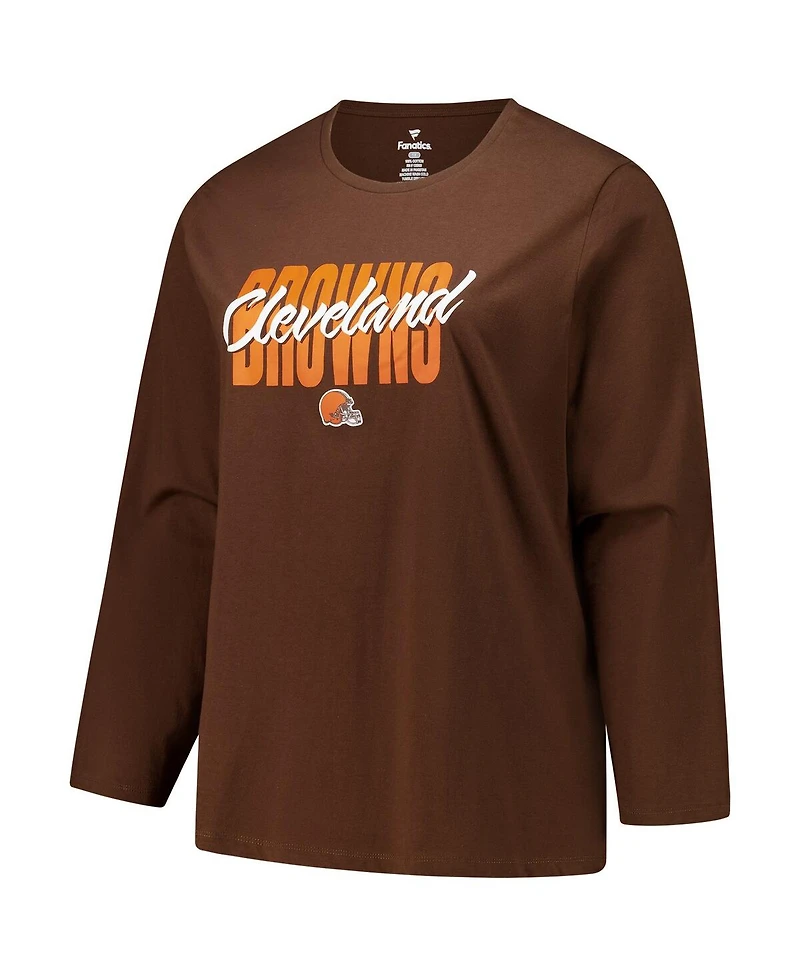 Fanatics Women's Brown Cleveland Browns Long Sleeve Scoop Neck T-Shirt