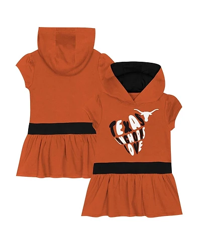 Outerstuff Girls Toddler Texas Orange Longhorns Team Love French Terry Hoodie Dress