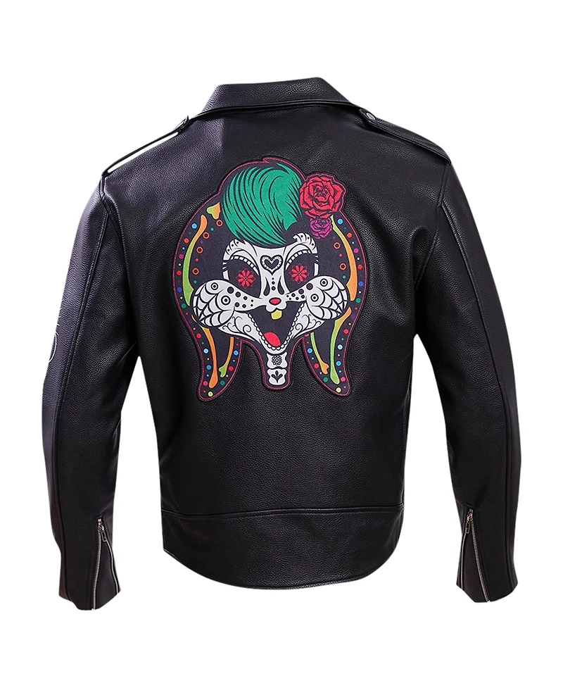 Freeze Max Men's Black Looney Tunes Lola Bunny Biker Full-Zip Jacket