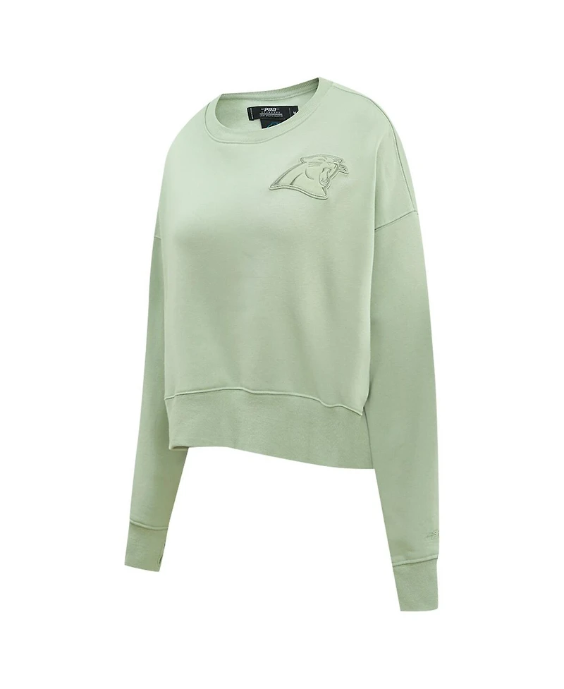 Pro Standard Women's Light Green Carolina Panthers Oversized Cropped Neutral Pullover Sweatshirt