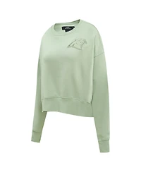 Pro Standard Women's Light Green Carolina Panthers Oversized Cropped Neutral Pullover Sweatshirt