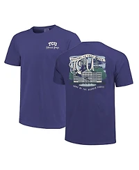 Image One Women's Purple Tcu Horned Frogs Comfort Colors Campus Scene Drawing Script T-Shirt