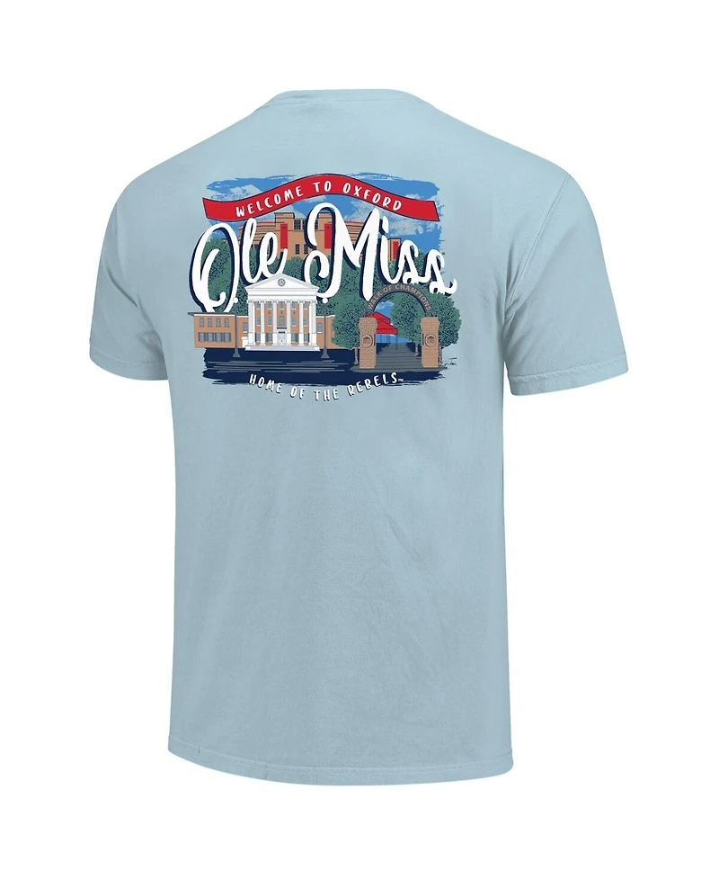 Image One Women's Blue Ole Miss Rebels Comfort Colors Campus Scene Drawing Script T-Shirt