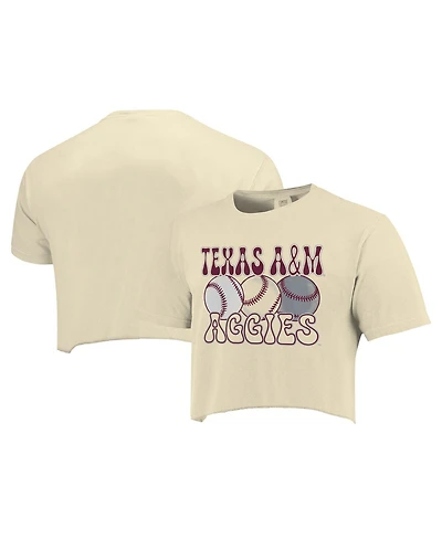 Image One Women's Natural Texas A&M Aggies Comfort Colors Baseball Cropped T-Shirt