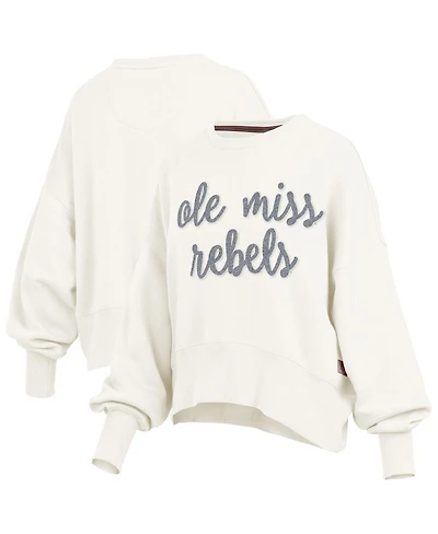 Pressbox Women's Cream Ole Miss Rebels Chelsea Oversized Pullover Sweatshirt