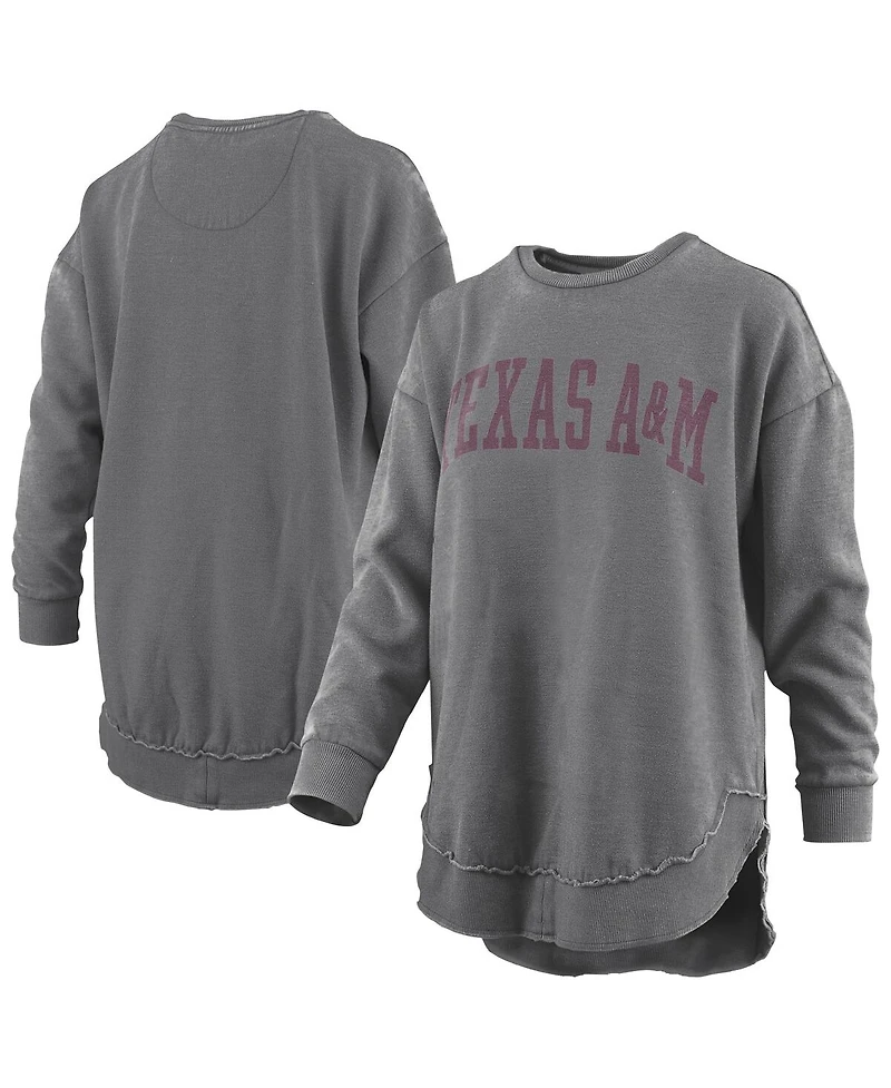 Pressbox Women's Gray Texas A M Aggies Vintage Wash Pullover Sweatshirt