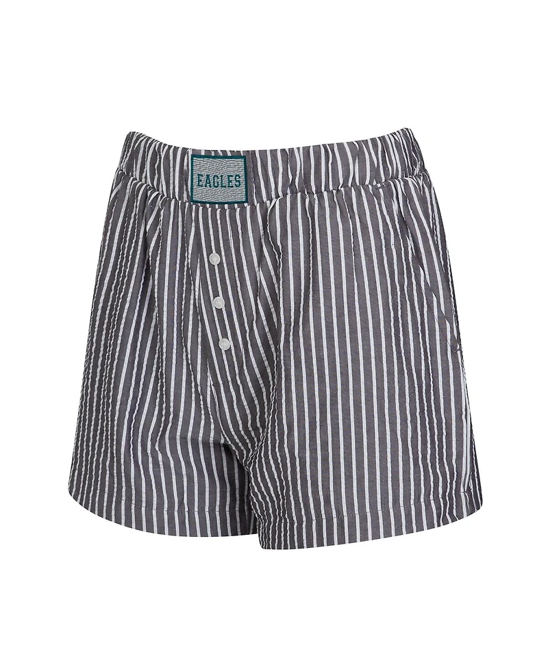Concepts Sport Women's 2-Pack Black Philadelphia Eagles Stripes and Solids Boxer Shorts Set
