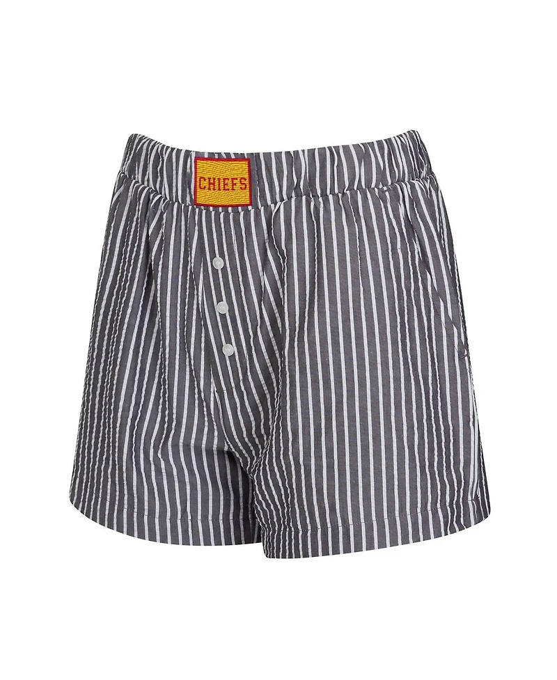Concepts Sport Women's 2-Pack Black Kansas City Chiefs Stripes and Solids Boxer Shorts Set