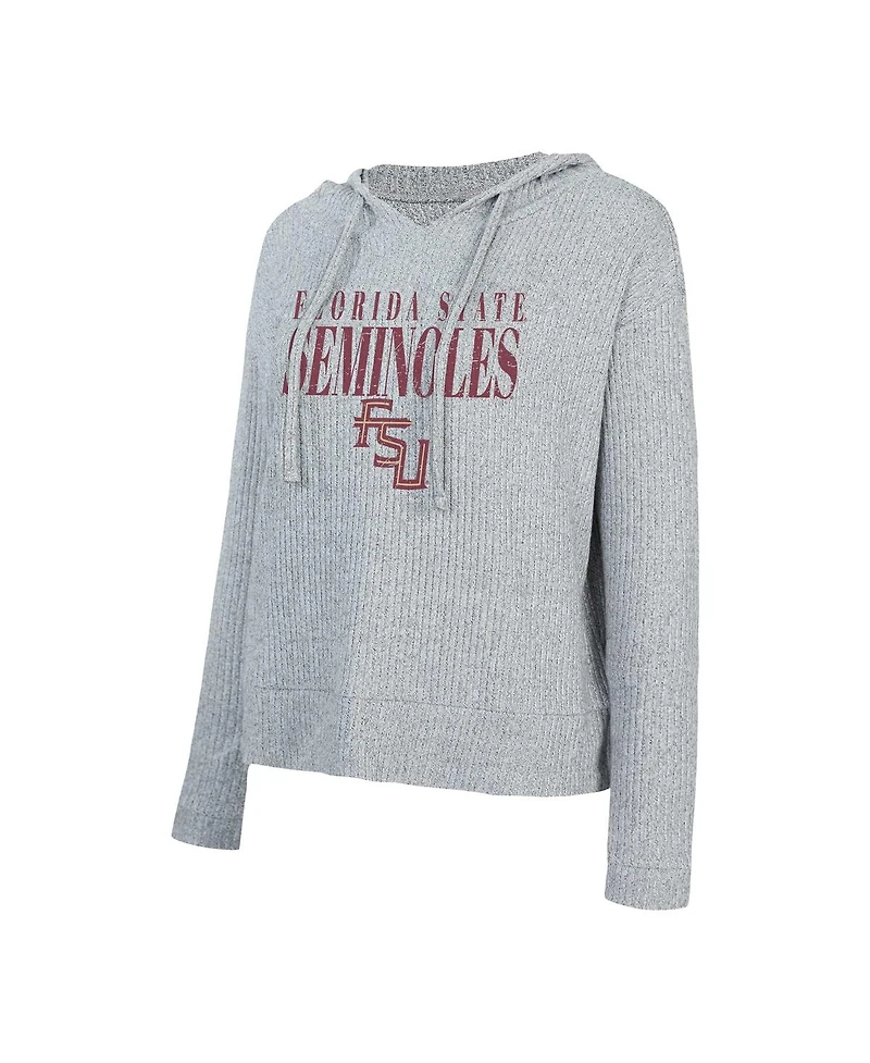 Concepts Sport Women's Heather Gray Florida State Seminoles Juniper Soft Modest Cropped Long Sleeve Hoodie Top