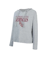 Concepts Sport Women's Heather Gray Florida State Seminoles Juniper Soft Modest Cropped Long Sleeve Hoodie Top