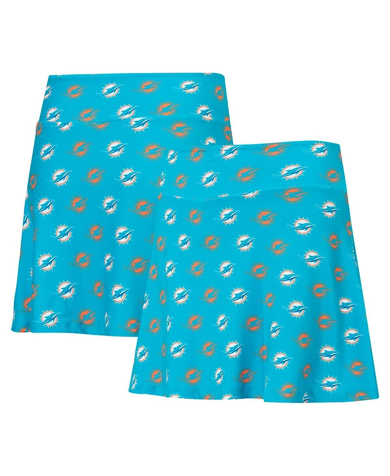 Concepts Sport Women's Aqua Miami Dolphins Record Allover Print Knit Sleep Skort