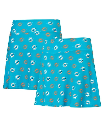 Concepts Sport Women's Aqua Miami Dolphins Record Allover Print Knit Sleep Skort