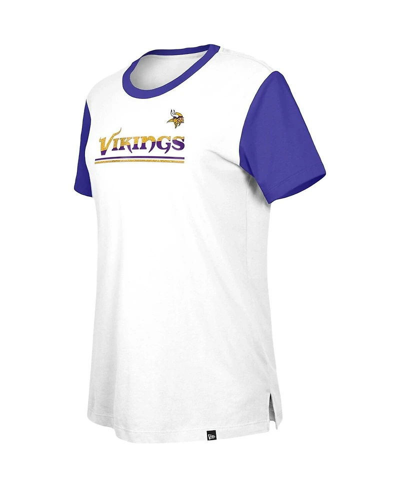 New Era Women's White/Purple Minnesota Vikings Third Down Color lock T-Shirt