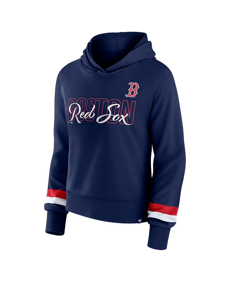 Fanatics Women's Navy Boston Red Sox Over Under Pullover Hoodie