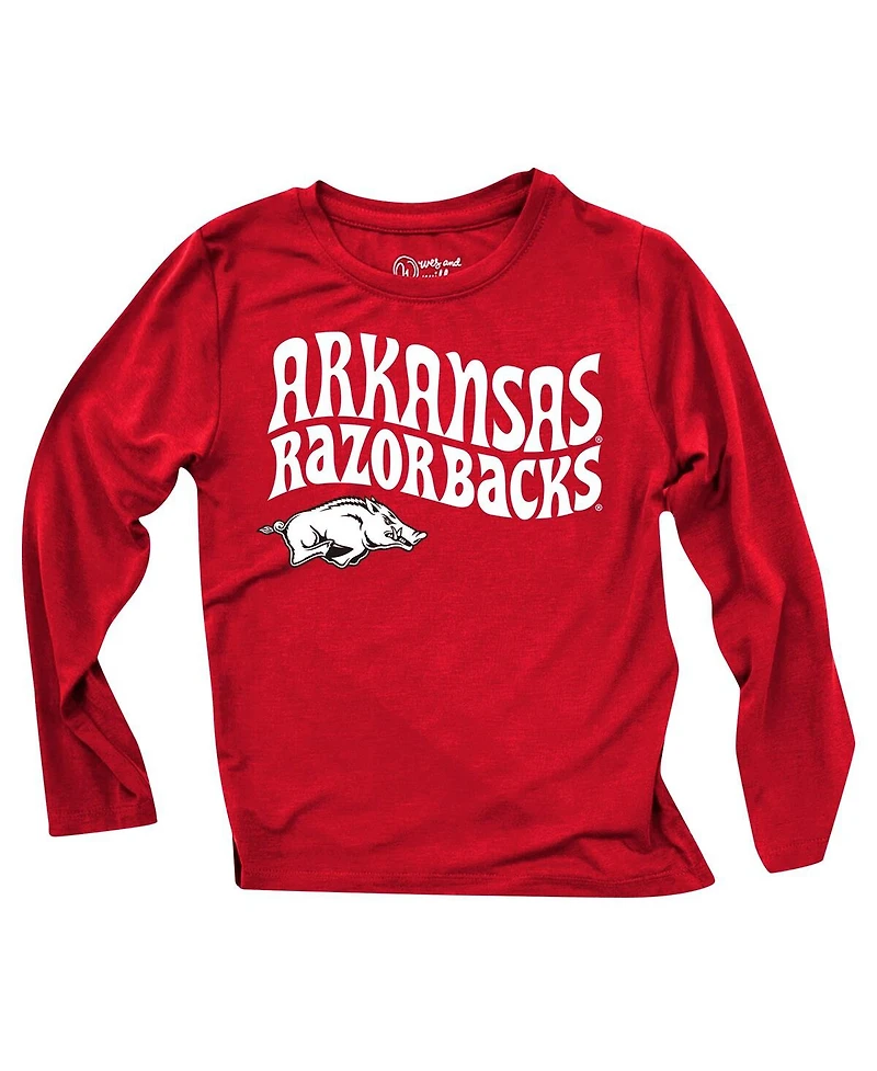 Wes & Willy Baby Boys and Girls Arkansas Razorbacks Long Sleeve Top Striped Tri-Blend Leggings Set