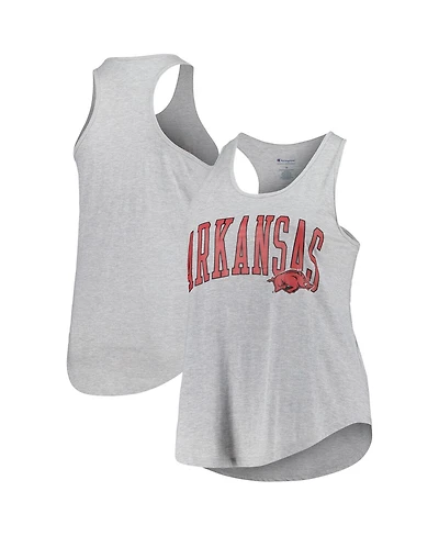 Profile Women's Heather Gray Arkansas Razorbacks Arch Logo Racerback Scoop Neck Tank Top
