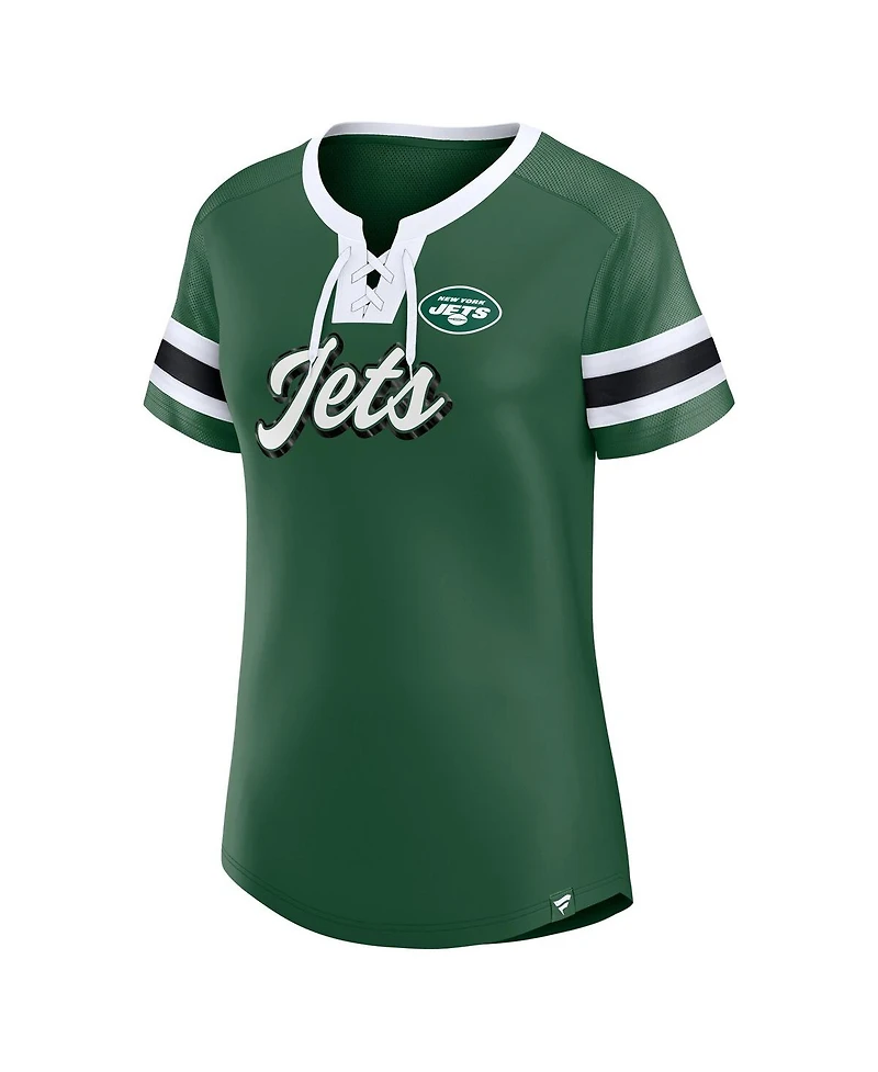 Fanatics Women's Green New York Jets Original State Lace-Up T-Shirt