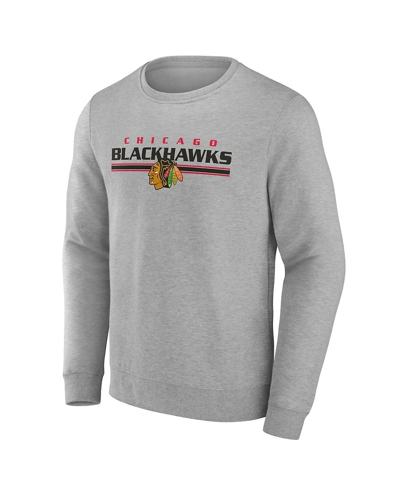 Fanatics Men's Gray Chicago Blackhawks Block Party Fleece Pullover Sweatshirt