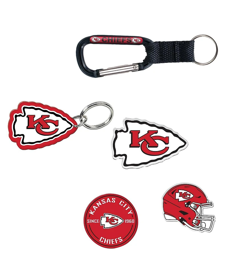 Wincraft Kansas City Chiefs 5-Pack Key Ring and Fridge Magnet Set