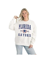 Gameday Couture Women's White Florida Gators Premium Fleece Drop Shoulder Oversized Pullover Sweatshirt