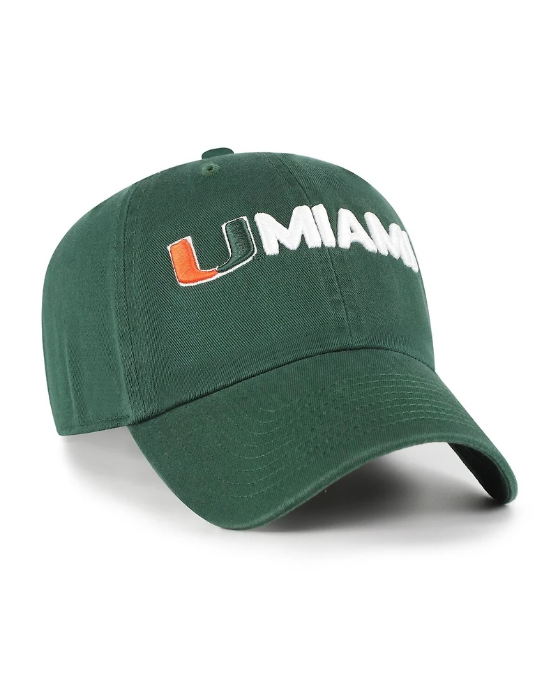 '47 Brand Men's Green Miami Hurricanes Clean Up Adjustable Hat
