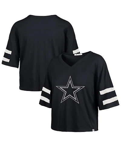 '47 Brand Women's Navy Dallas Cowboys Premier Scout Cropped V-Neck T-Shirt