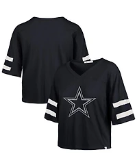 '47 Brand Women's Navy Dallas Cowboys Premier Scout Cropped V-Neck T-Shirt