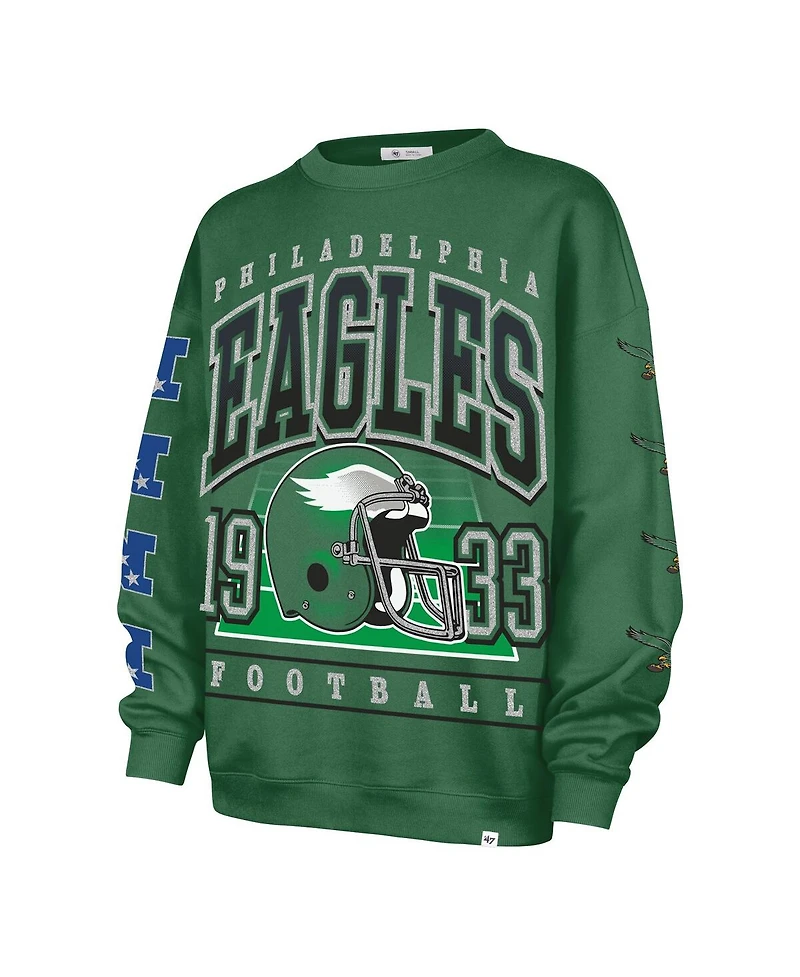 '47 Brand Women's Kelly Green Philadelphia Eagles Go Big Oversized Pullover Sweatshirt